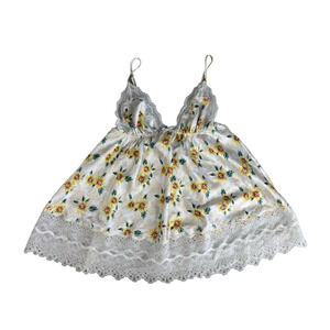 Victoria's Secret Babydoll Tank Cami Women's Small Floral Lace Open Back Y2K